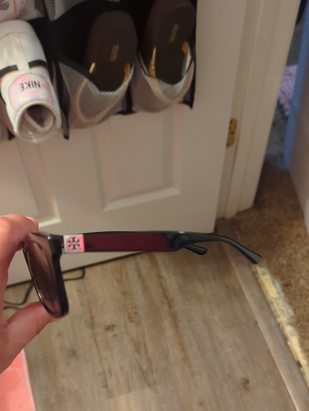 Tory Burch Black Sunglasses with Pink Logo Accent